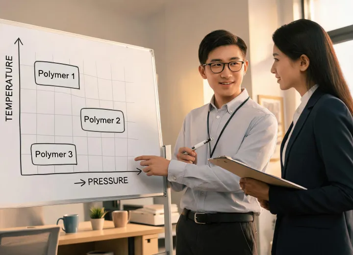 Engineer explaining material chart